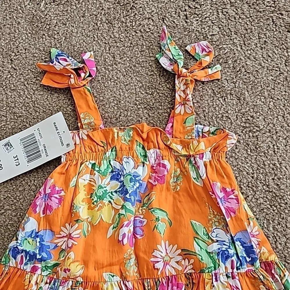 Rare Editions 3T Girls Floral Tiered with Bow Ties Ruffle Dress
